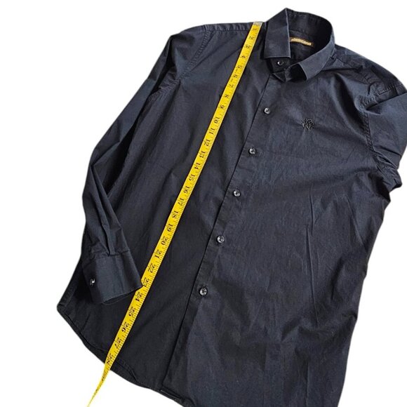 Roberto Cavalli Mens Long Sleeve Button Up Shirt, Black, Cotton Stretch, Size M - Picture 6 of 9